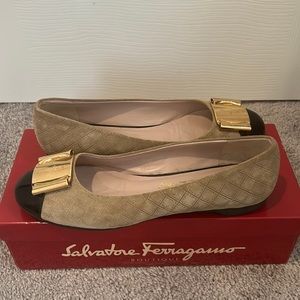 Vintage Ferragamo Size 8 Suede Flats